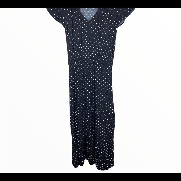 OLD NAVY Layered Ruffle Polka Dot V Cut Maxi Dress With Cap Sleeves Black Sz XS - Picture 8 of 9